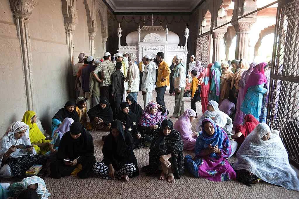 Muslim women pray at the Jama Masjid mosque in New Delhi.