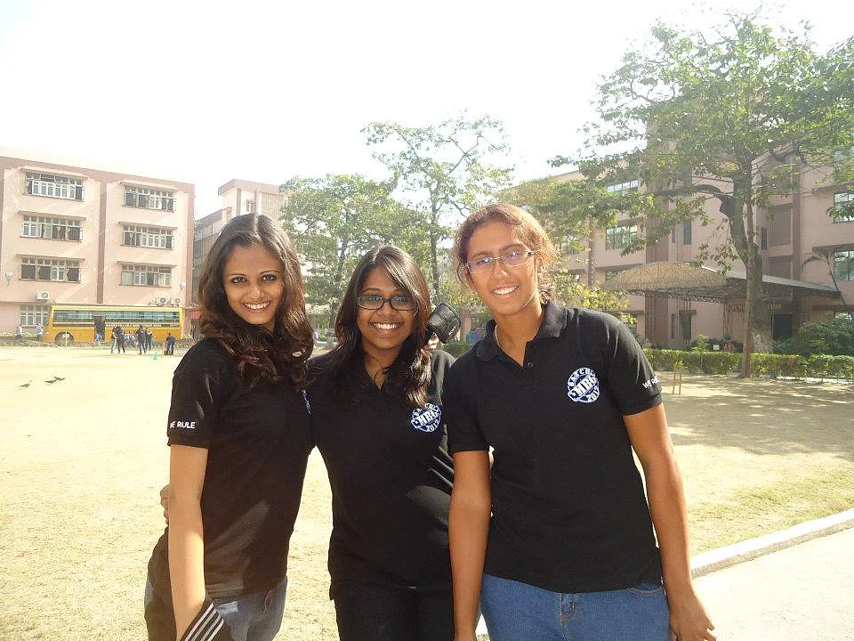 Me, and a couple of my friends in front of the school ground on the last day of school. As is evident, the grass cover of the field was completely gone.