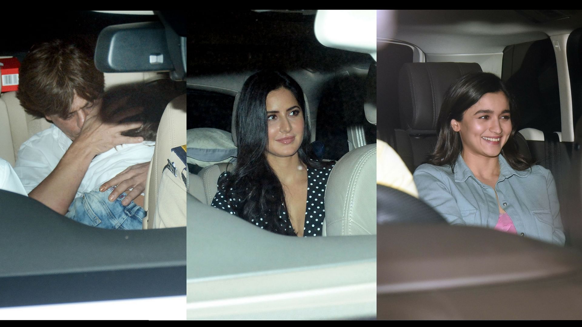 Shah Rukh Khan, Katrina Kaif and Alia Bhatt on their way to baby Adira’s birthday party.