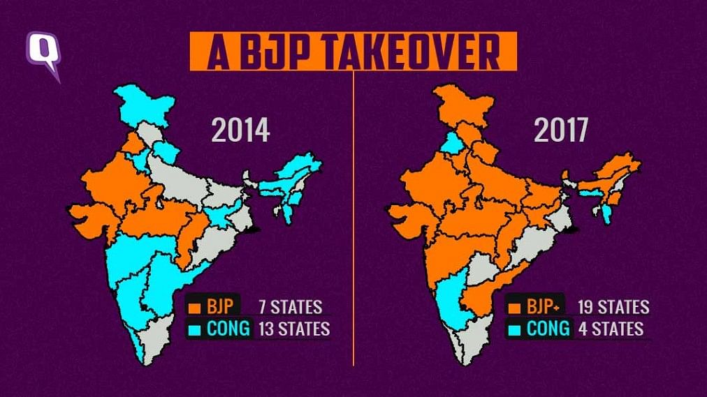 After winning Himachal Pradesh, the BJP now has a presence in 19 states, as compared to only seven in 2014.&nbsp;