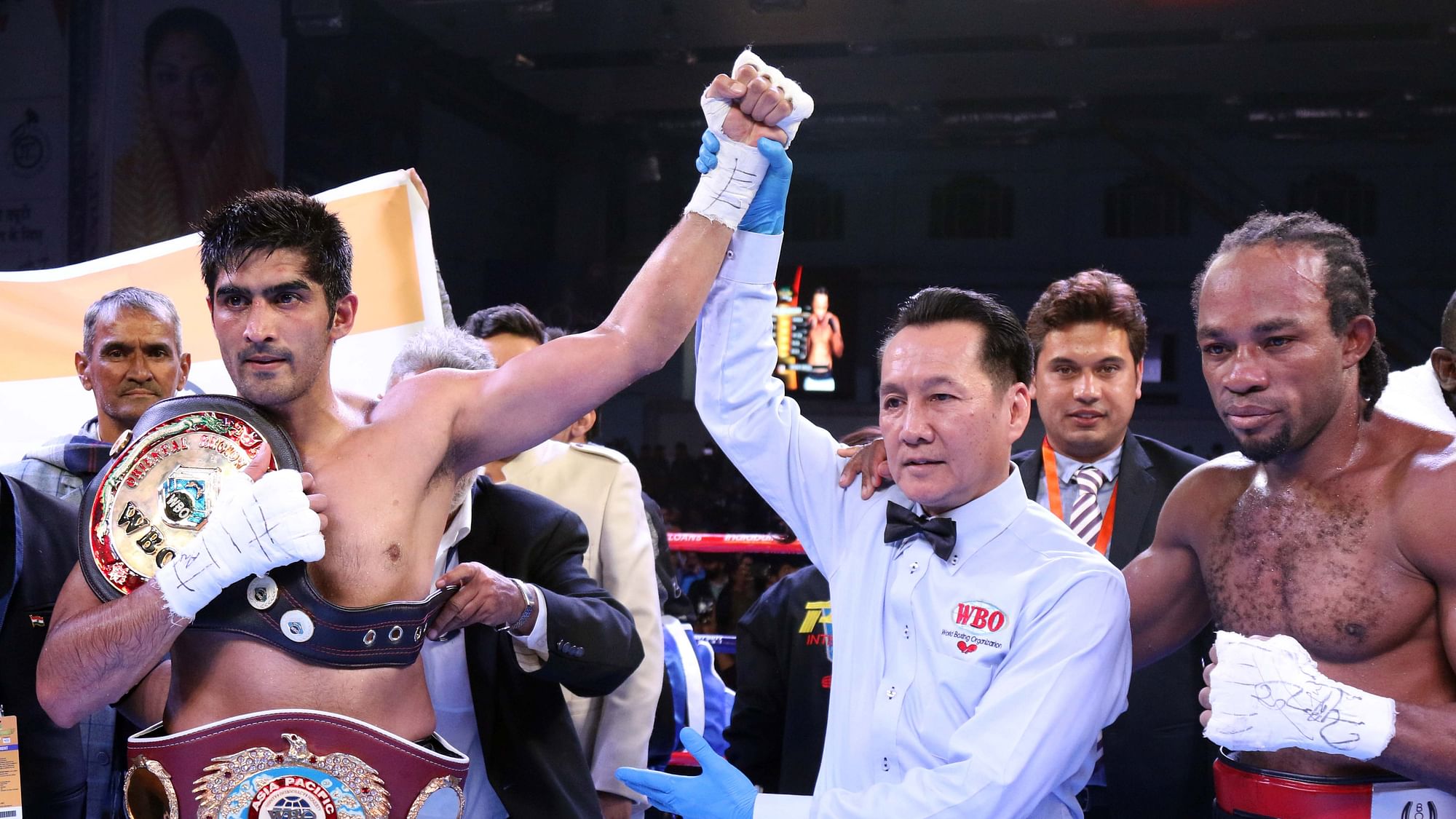With this victory, Vijender has now won 10 pro bouts on the trot.