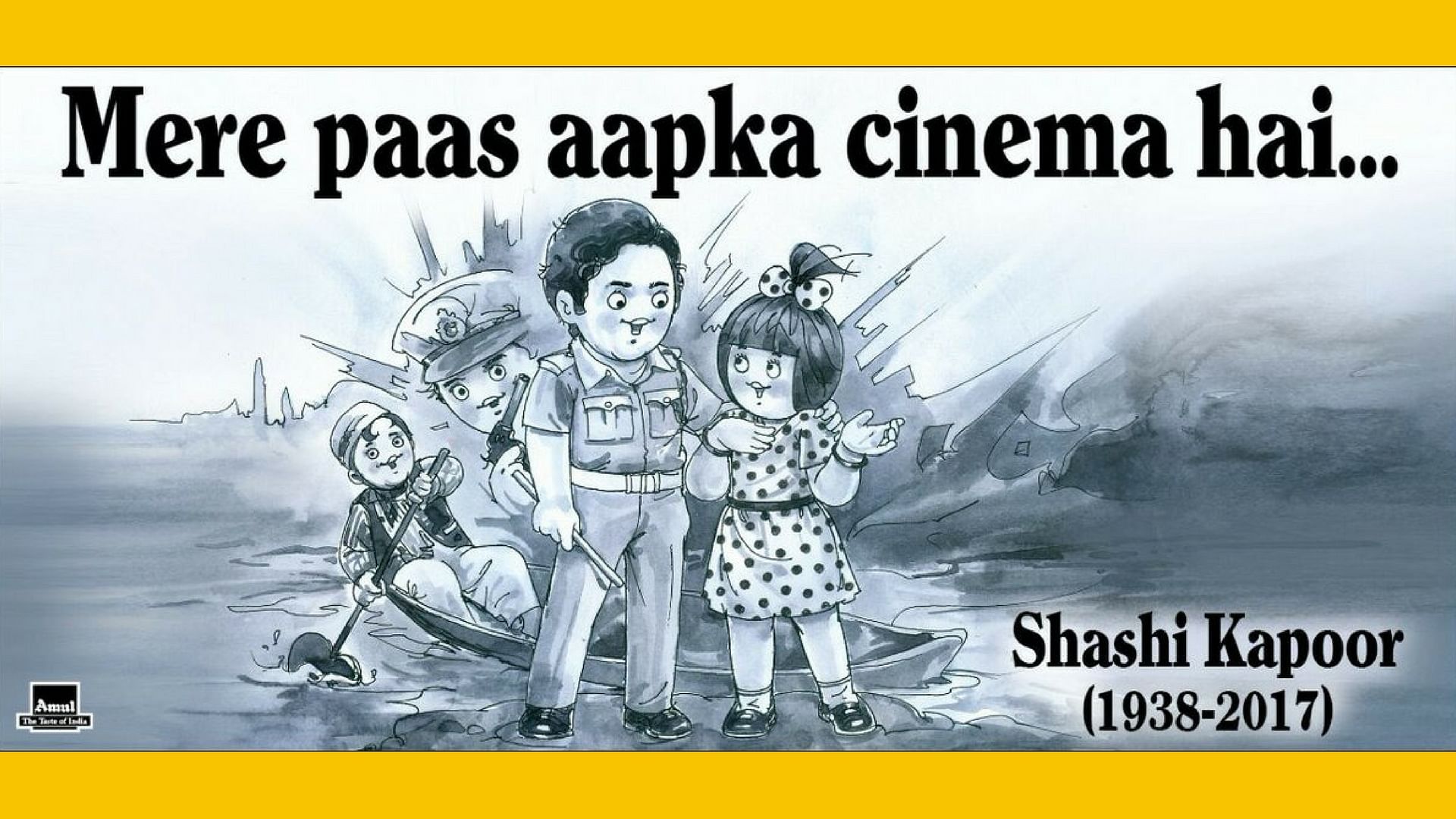 Amul pays a touching tribute to Shashi Kapoor.&nbsp;
