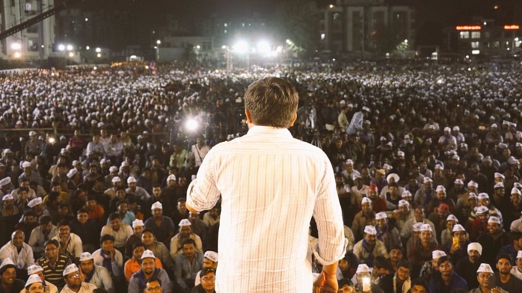 Hardik Patel addressing the crowd in Ahmedabad.