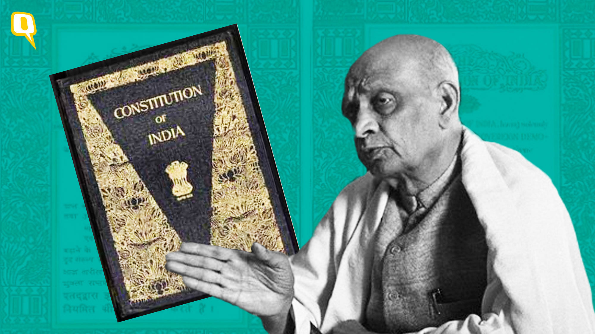 Image of Sardar Patel and the Indian Constitution used for representational purposes.