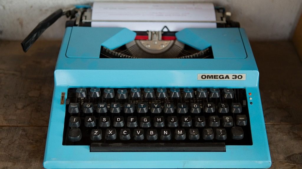 A 1970s Bulgarian portable Omega 30 typewriter.&nbsp;