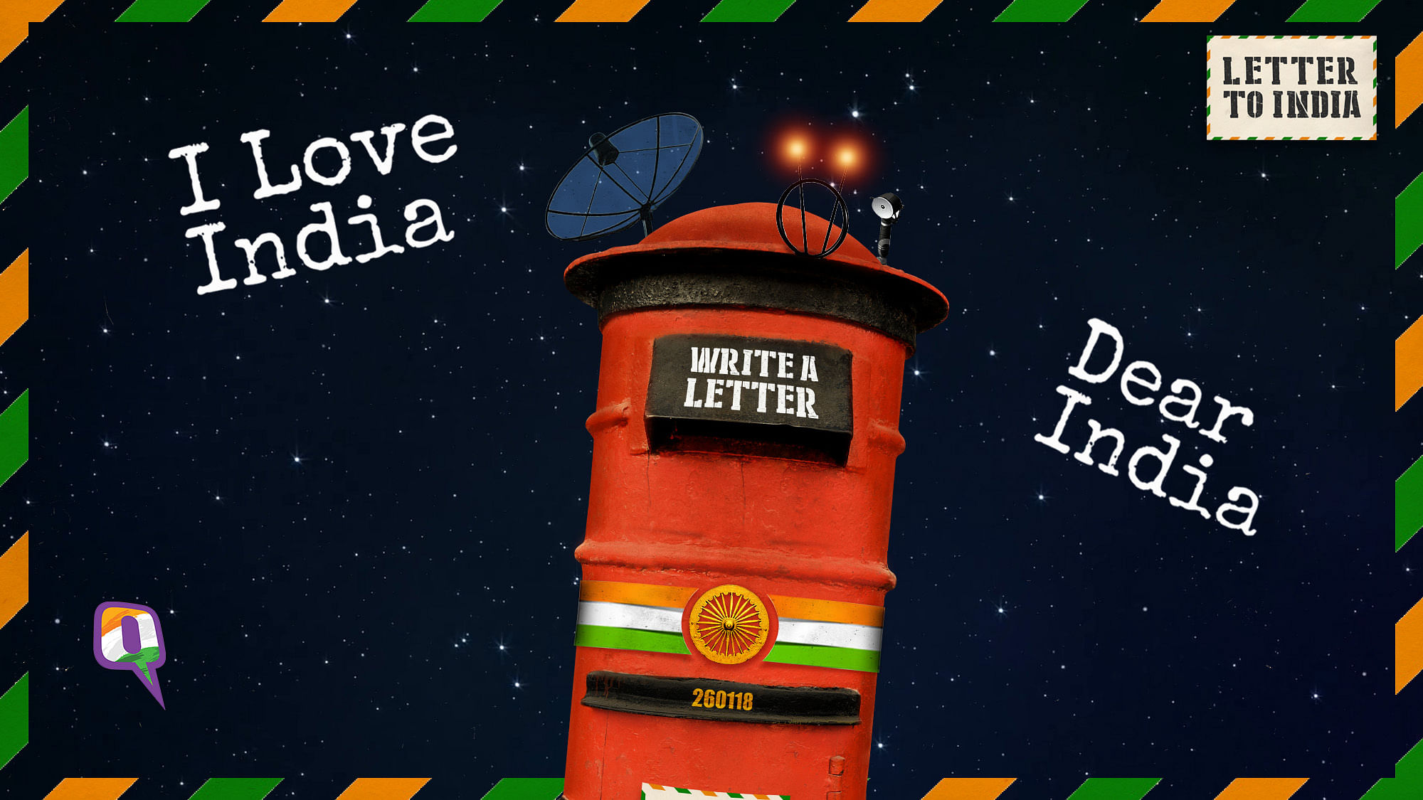 Feeling nostalgic or spoofy? Write a letter to India and pour your heart out. (Design: Harsh Sahani/<b>The Quint</b>)