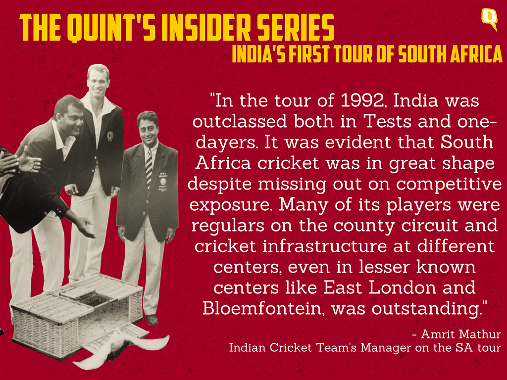 India’s 1992 tour to South Africa was a path-breaking occasion when cricket played a role beyond sports.