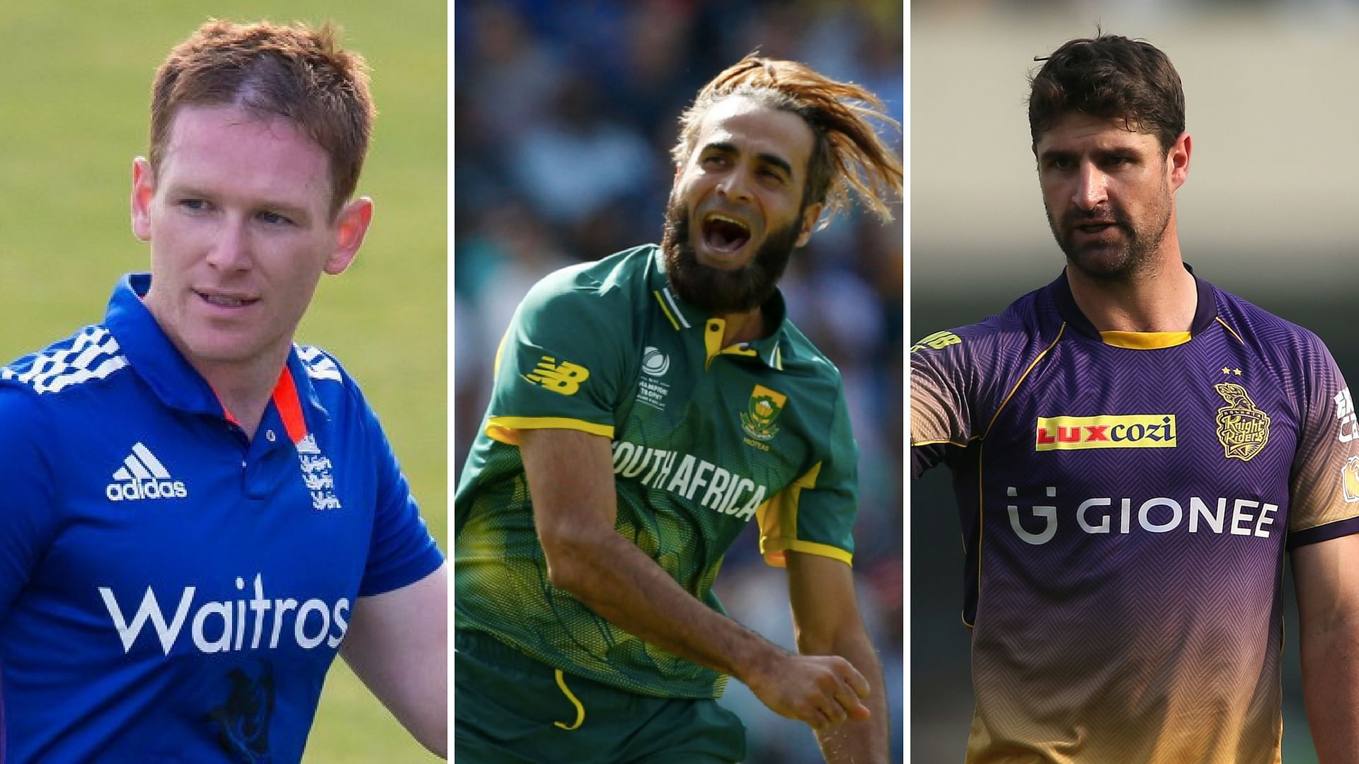 Eoin Morgan, Imran Tahir and Colin de Grandhomme.