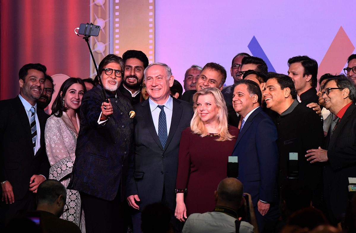 Israel Prime Minister Benjamin Netanyahu took a selfie with Bollywood’s A-listers in Mumbai on Thursday.