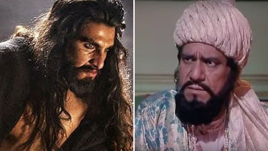 Ranveer Singh as Khilji and Om Puri as the same character in <i>Padmaavat</i> and <i>Bharat Ek Khoj</i> respectively.