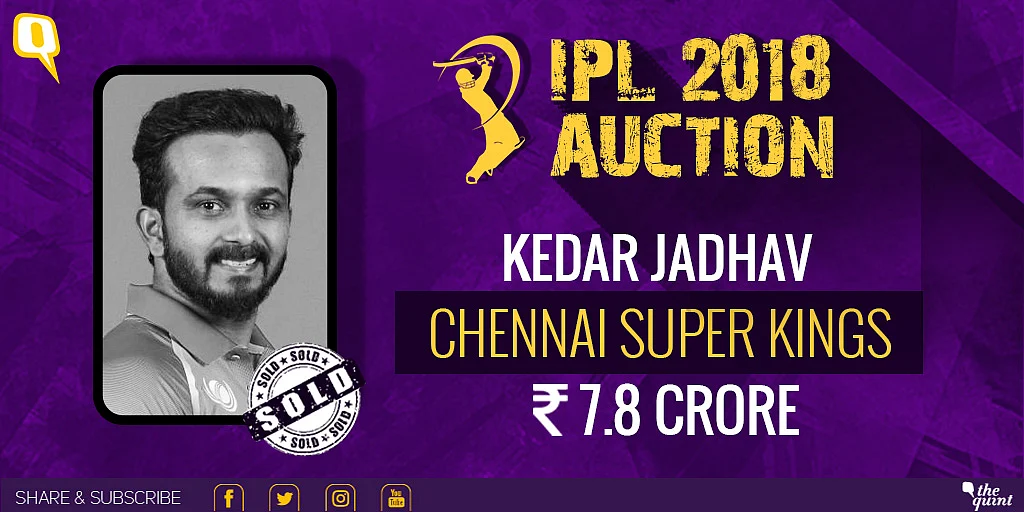 Kedar Jadhav will play for CSK in IPL 2018. 