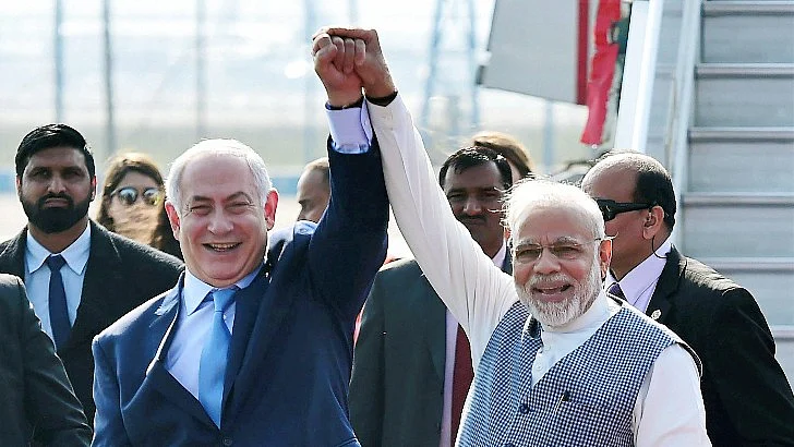 Prime Minister Narendra Modi with Israeli counterpart Benjamin Netanyahu.