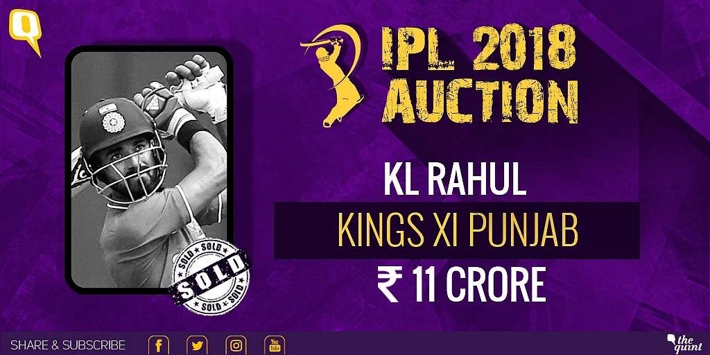 KL Rahul sold to Kings XI Punjab. 
