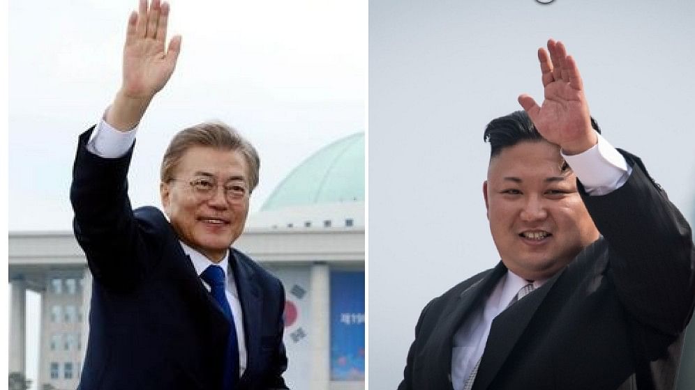 Moon Jae-in and Kim Jong-Un&nbsp;