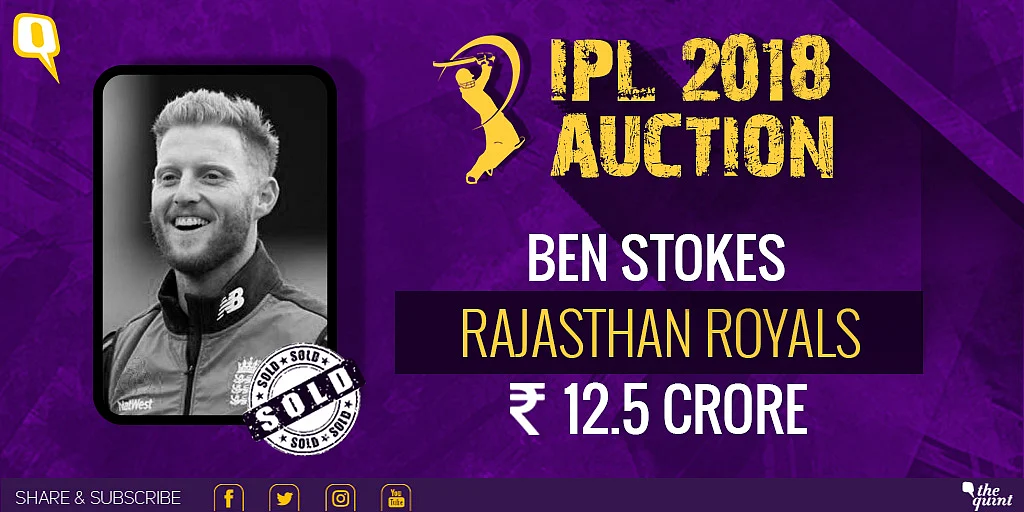 Ben Stokes was sold to Rajasthan Royals for Rs 12.5 crore. 