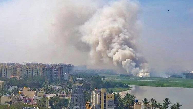 The infamous Bellandur Lake caught fire yet again on Friday, for the first time in 2018.