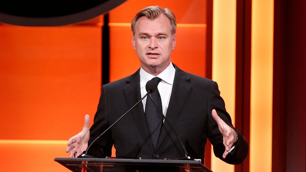 Producer and director Christopher Nolan speaks on stage at the 31st American Cinematheque Award.