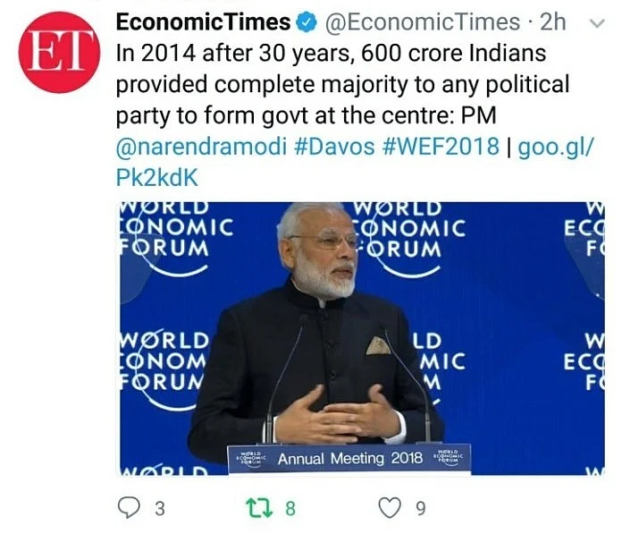 Modi’s Speech on MEA Website Is Not What He Said at Davos