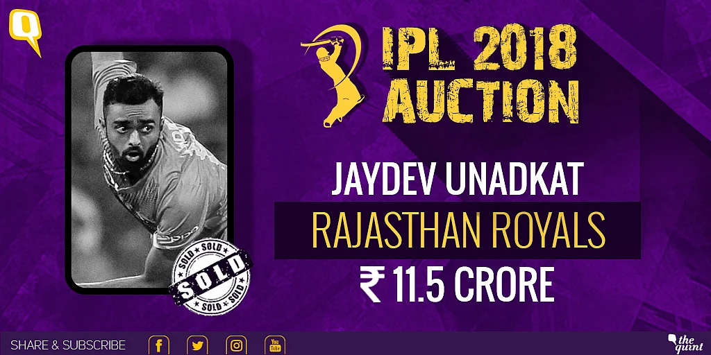 Jaydev Unadkat will play for Rajasthan Royals in IPL 2018. 