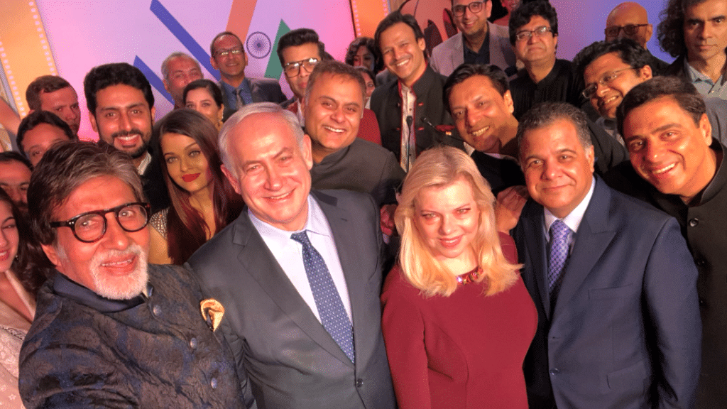 Israeli PM Benjamin Netanyahu shares a selfie with Bollywood stars at ‘Shalom Bollywood’.