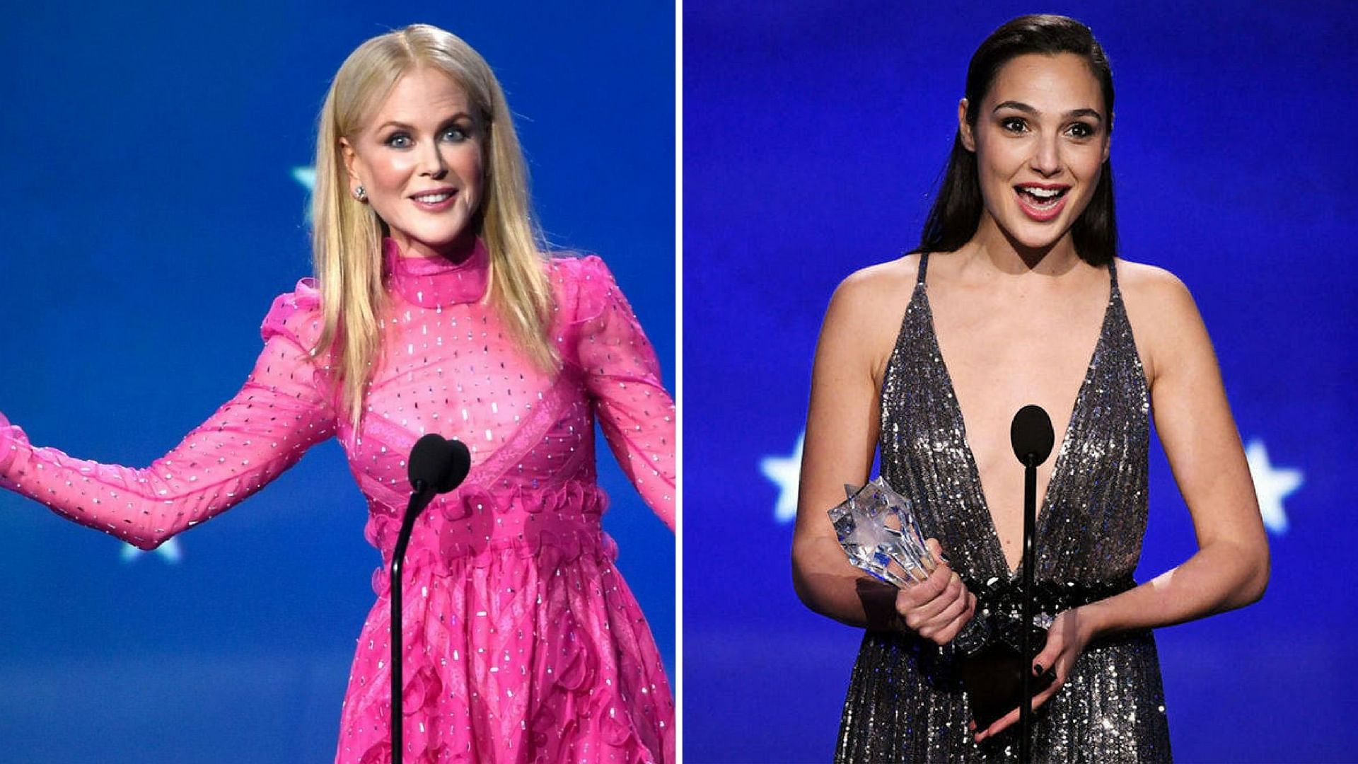 Nicole Kidman and Gal Gadot, two of the winners of the night.&nbsp;