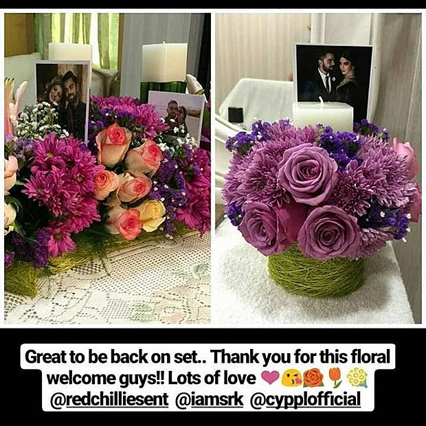 Anushka Sharma wrote about her floral welcome on Instagram. 