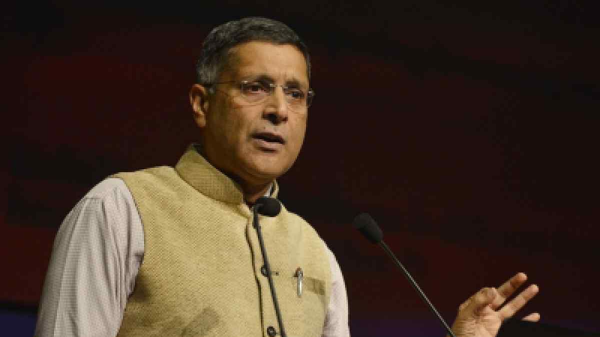 Chief Economic Adviser Arvind Subramanian addresses a press conference in New Delhi on Monday, 29 January.