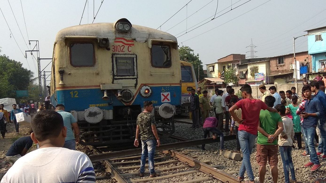 Protesters stopped local train services at the Govandi and Chembur railway stations of the Harbour Line in Mumbai.