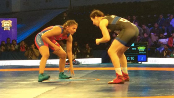 UP Dangal’s Geeta Phogat lost to Latvia’s Grigorjeva Anastasija in the 62 kg category.