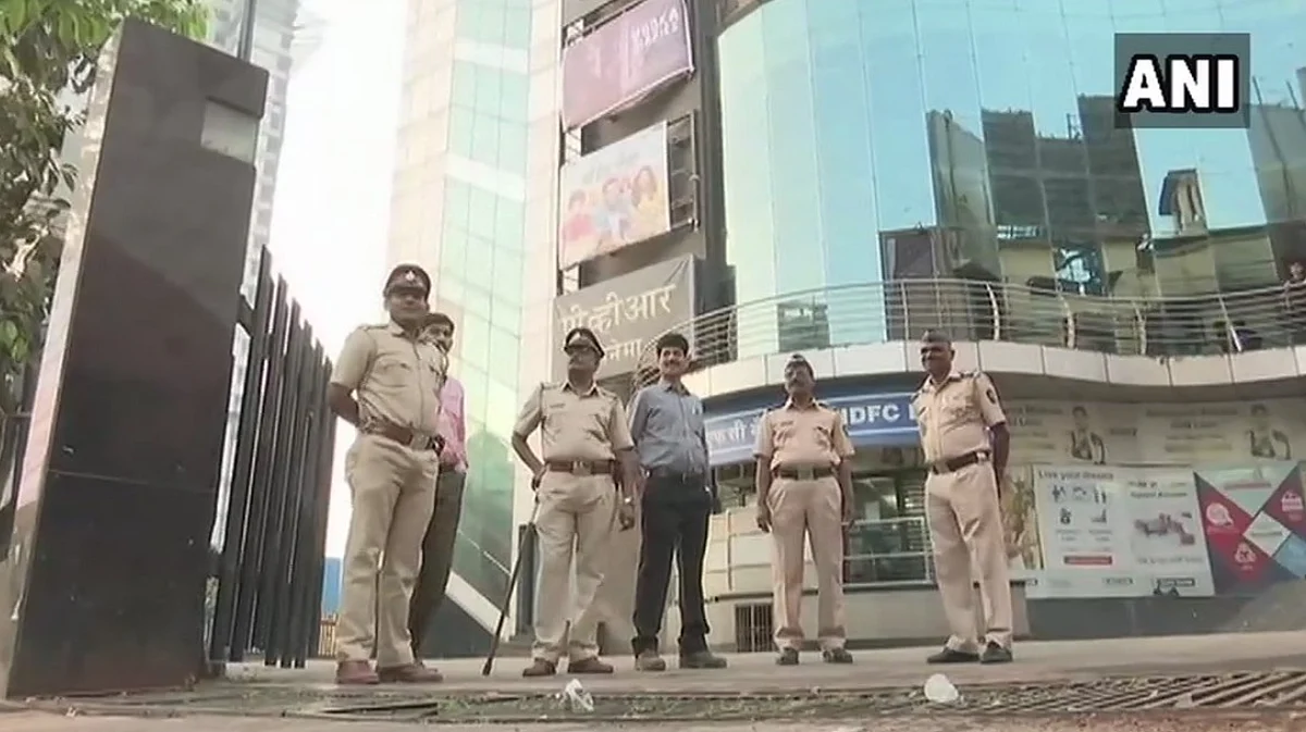 Visuals of security outside PVR Cinemas Sion.