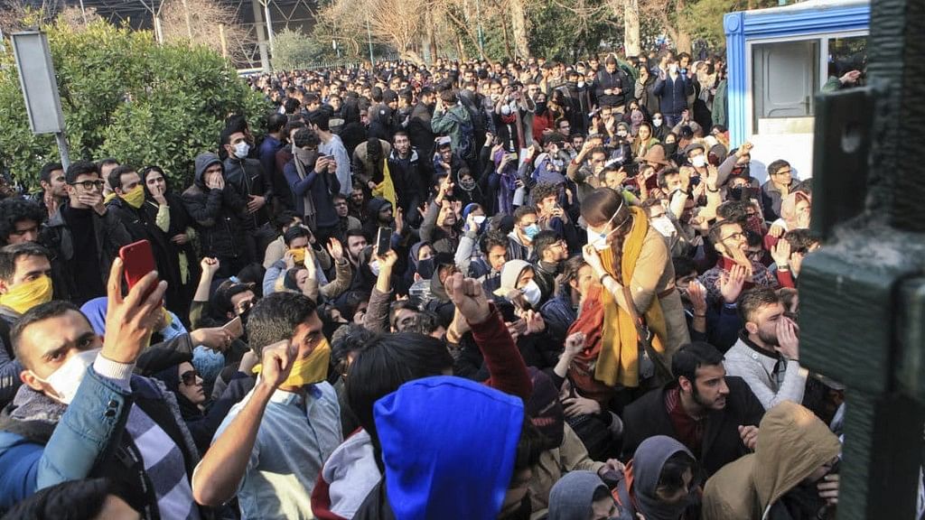 &nbsp; University students attend a protest inside Tehran University. &nbsp;