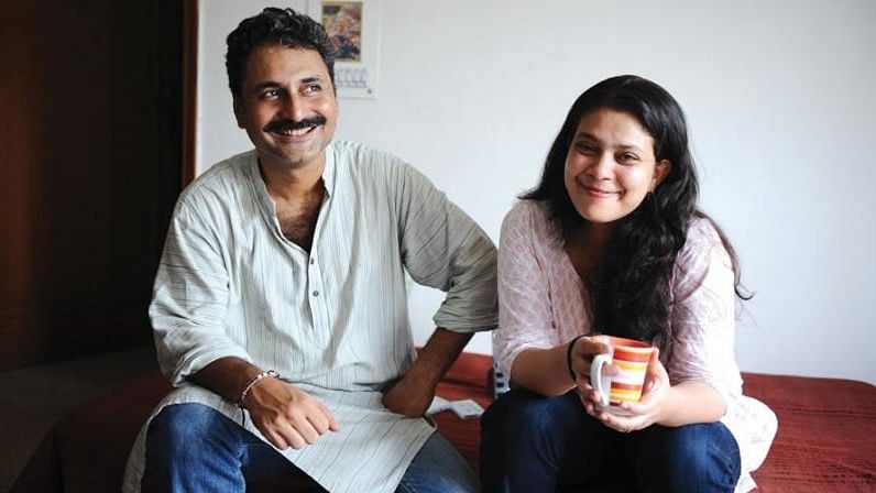 Filmmaker Anusha Rizvi with her husband Mahmood Farooqui. The duo co-directed ‘Peepli Live’.