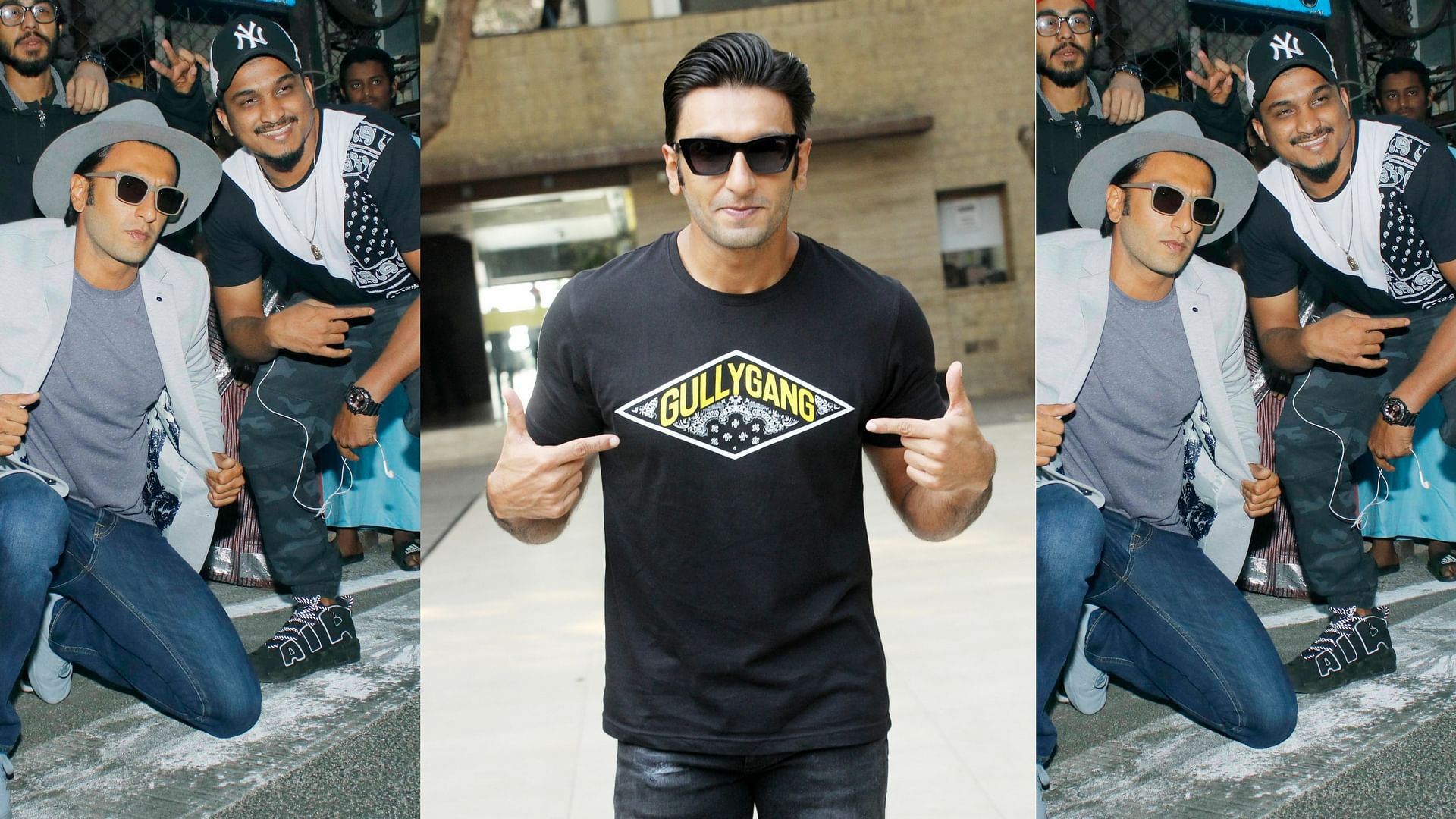 Ranveer Singh proudly dons a ‘Gully Gang’ shirt.&nbsp;