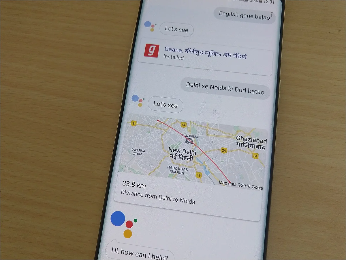 GA picks up Hindi commands accurately. 