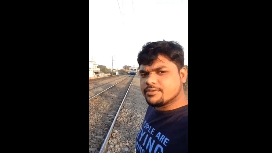 According to initial reports, this man from Hyderabad was  hit by a train while taking a selfie video.