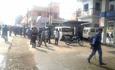 Kasganj: Rapid Action Force (RAF) personnel deployed as two communities clashed in Kasganj district of Uttar Pradesh on Jan 27, 2018. The incident took place when a "Tiranga Yatra" in the form of a bike rally was taken out by ABVP and some other Hindu organisations in the town. As they were passing through the Hulka locality -- a Muslim majority area -- some youths pelted stones on the bikers on Friday. One person was killed and another critically injured in the incident. (Photo: IANS)