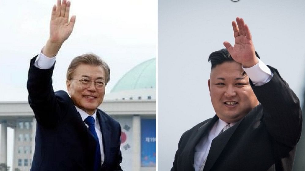 Moon Jae-in and Kim Jong-Un.&nbsp;