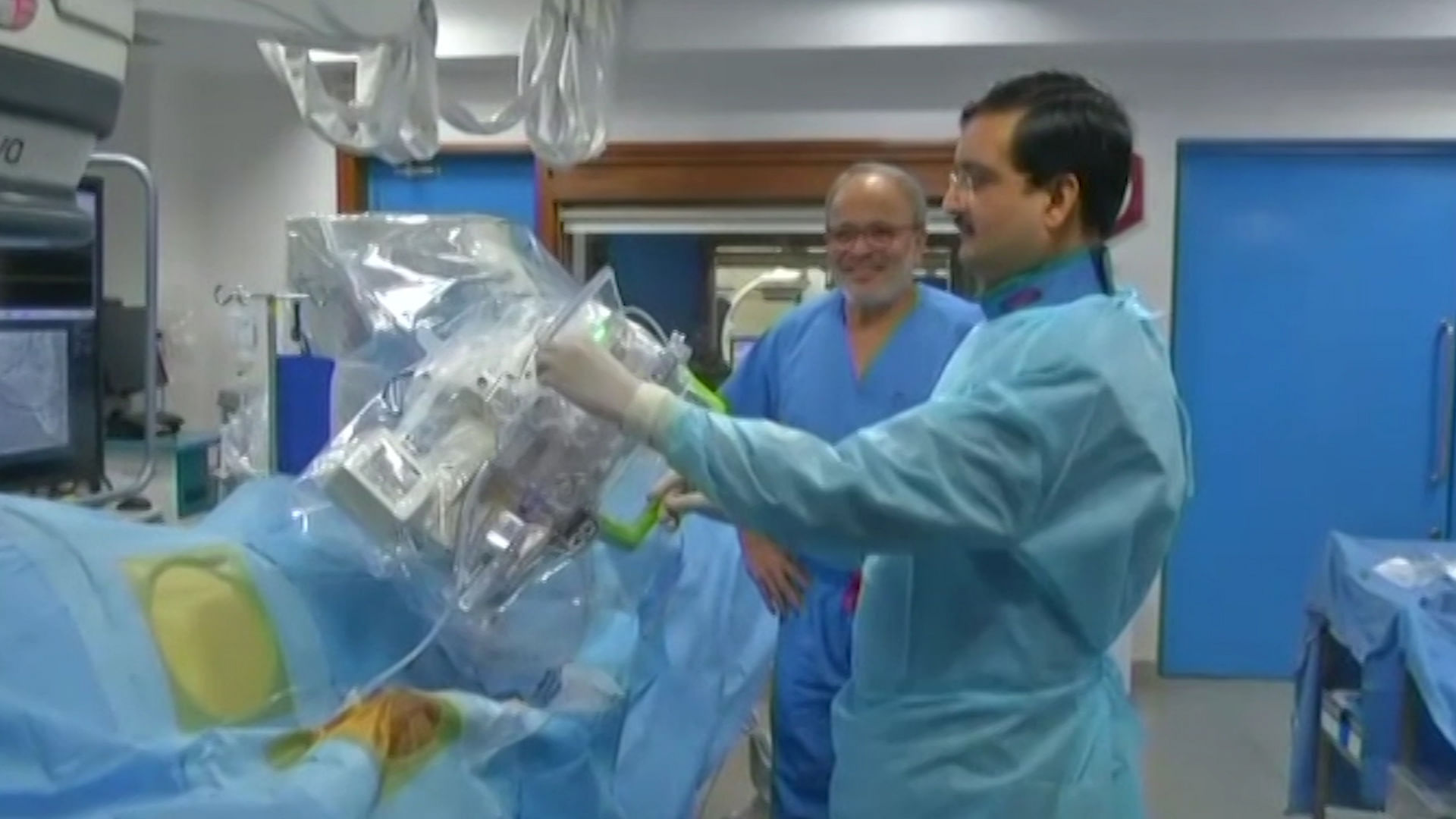 Doctors operating using Vascular Robotic System CorPath GRX.