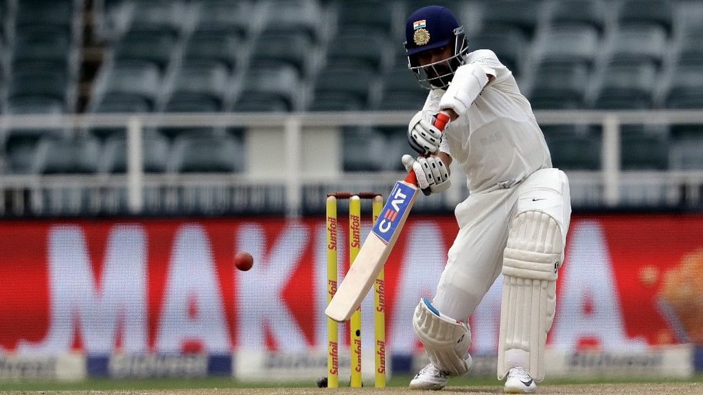 India’s batsman Ajinkya Rahane  on the third day of the third cricket test match  in Johannesburg, South Africa.