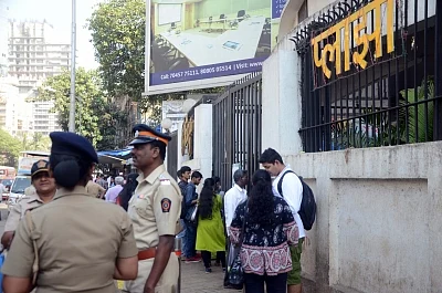 Mumbai: Security beefed up outside a Mumbai cinema hall in the wake of ongoing protests against the release of film "Padmaavat", on Jan 25, 2018. (Photo: Sandeep Mahankal/IANS)