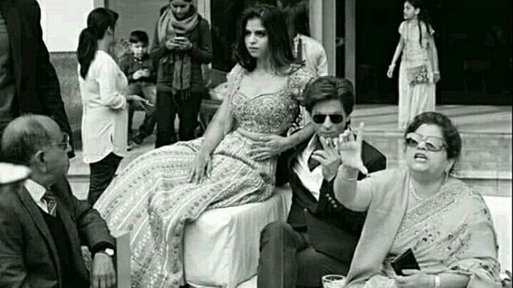 Suhana Khan and Shah Rukh Khan attend a wedding.&nbsp;