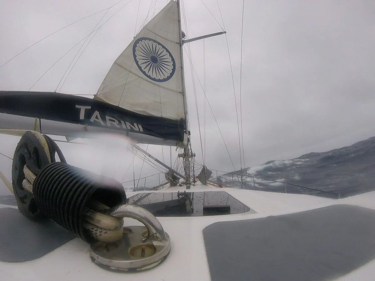 The crew is battling the storm that they have experienced in the Pacific ocean.