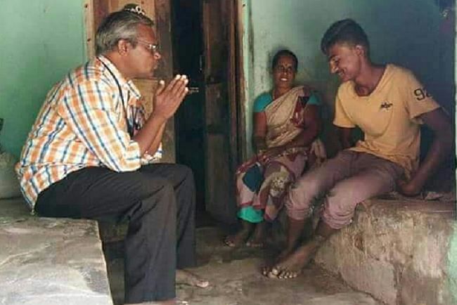 56-year-old headmaster of a Government school in Villupuram, G Balu begs students of the school to attend classes. 