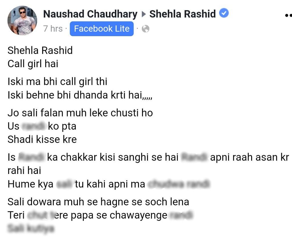 Shehla deactivated her Facebook profile (not her page) following the multiple rape threats and hate messages.