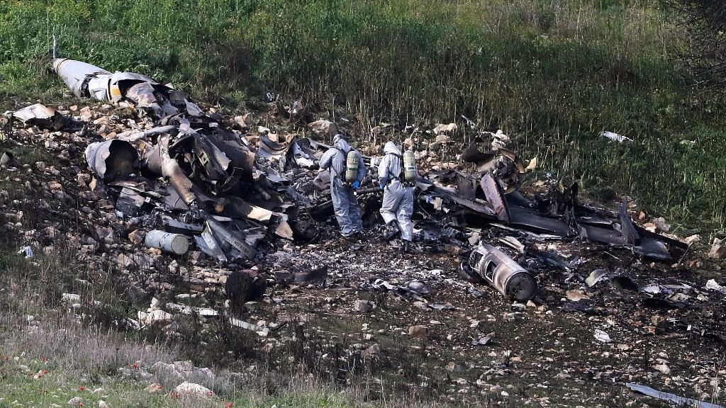 The remains of the Israeli F-16.