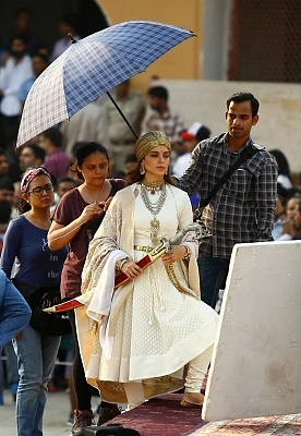Actress Kangana Ranaut during shooting of her upcoming film "Manikarnika: The Queen of Jhansi" at Amber Fort in Jaipur. (Photo: Ravi Shankar Vyas/IANS)