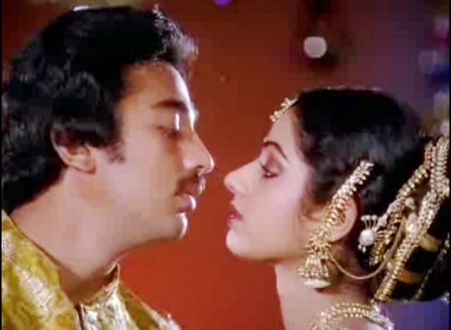 Kamal Haasan and Sridevi in <i>Pattabhishekam </i>(1982).
