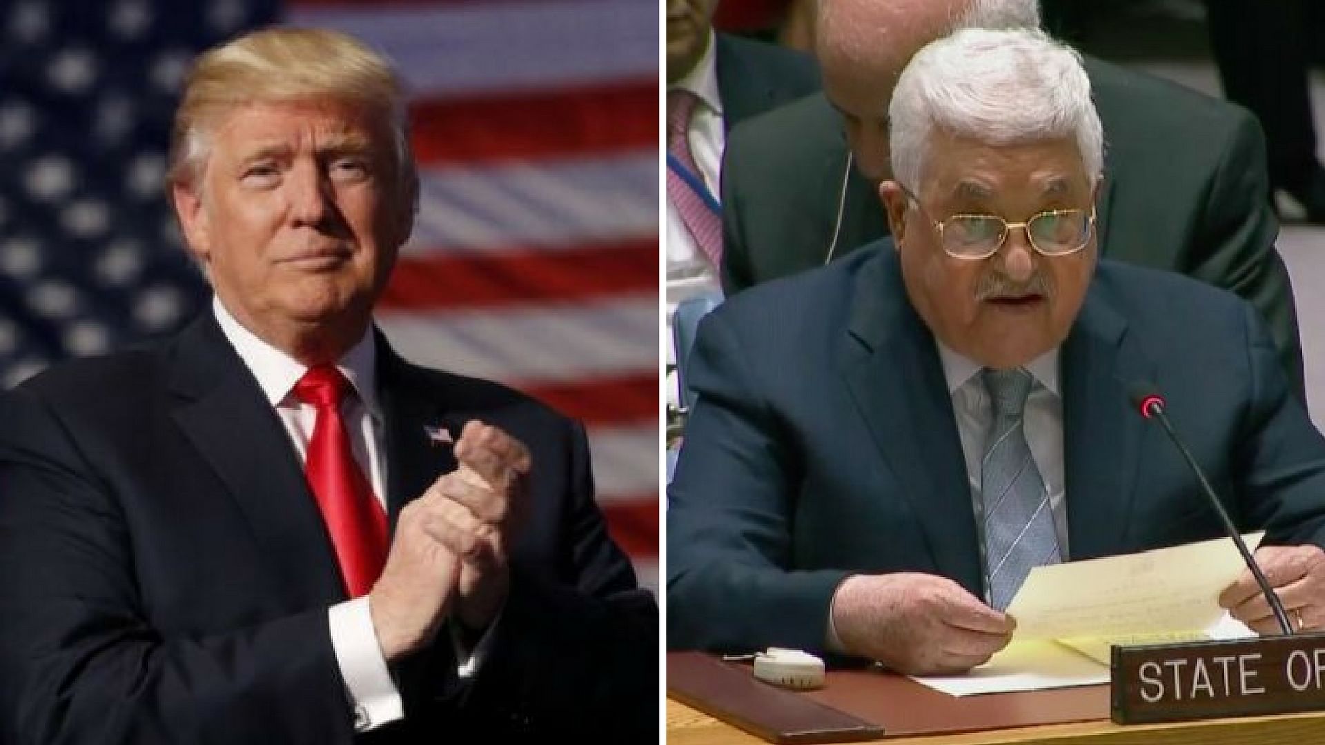 US President Donald Trump(left) and Palestine President Mahmoud Abbas