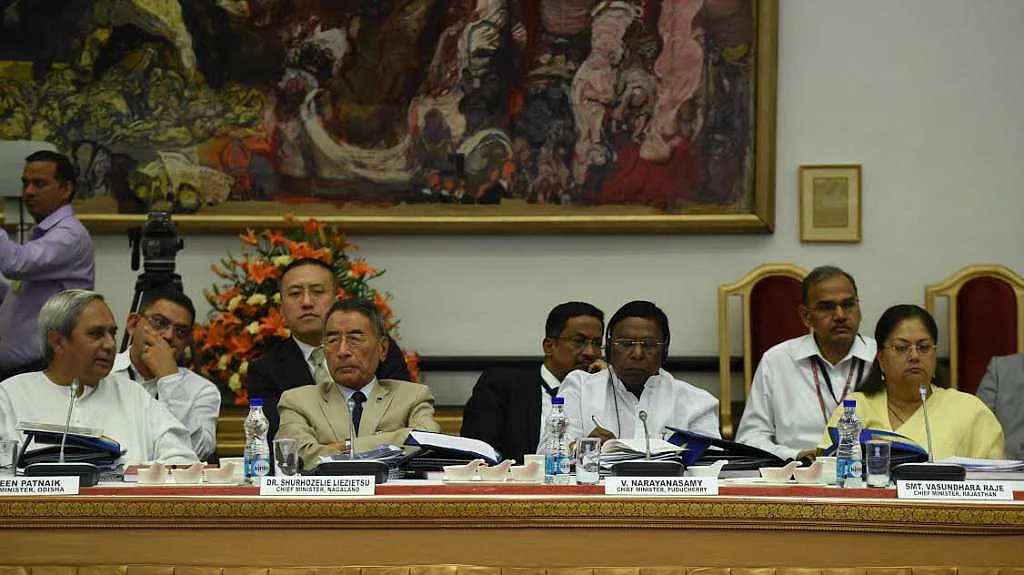 The chief ministers of Odisha, Nagaland, Puducherry, and Rajasthan, in New Delhi, on 23 April 2017.