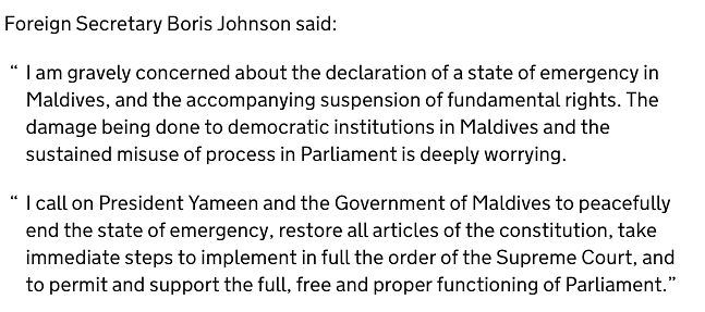 On late Monday evening, Maldivian President Yameen declared a state of emergency.